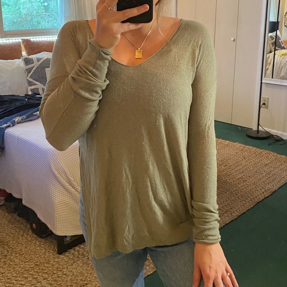 Green slit sweater